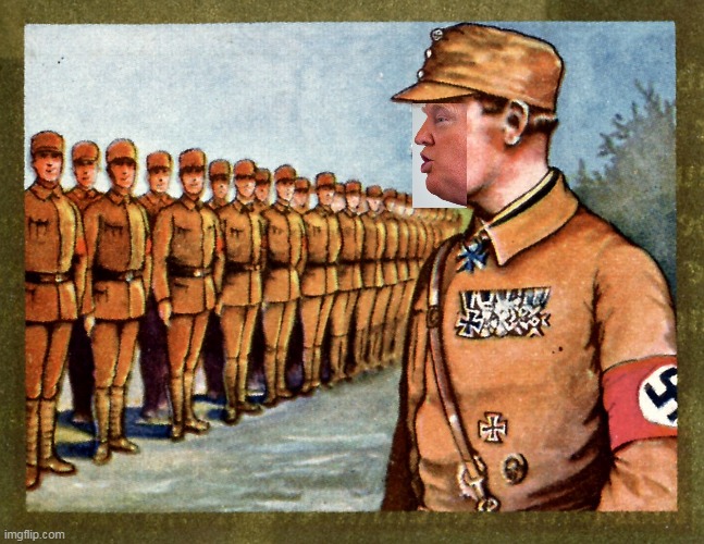 Trump surveys Fascist Federal Troops Blank Meme Template