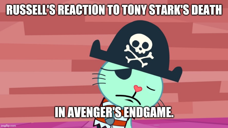 Sad Russell | RUSSELL'S REACTION TO TONY STARK'S DEATH; IN AVENGER'S ENDGAME. | image tagged in sad russell | made w/ Imgflip meme maker