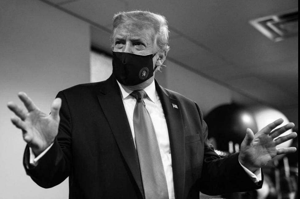 Trump face mask black & white Blank Meme Template