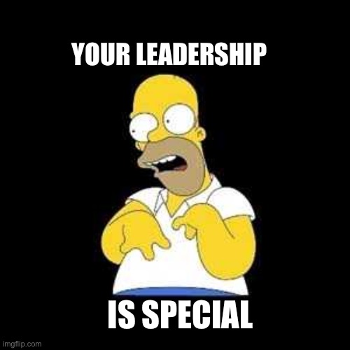 Special leadership | YOUR LEADERSHIP; IS SPECIAL | image tagged in homer simpson look marge meme | made w/ Imgflip meme maker