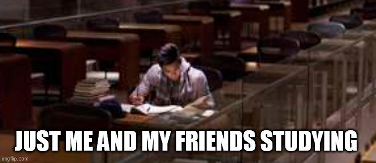 just kudding... | JUST ME AND MY FRIENDS STUDYING | image tagged in memes | made w/ Imgflip meme maker