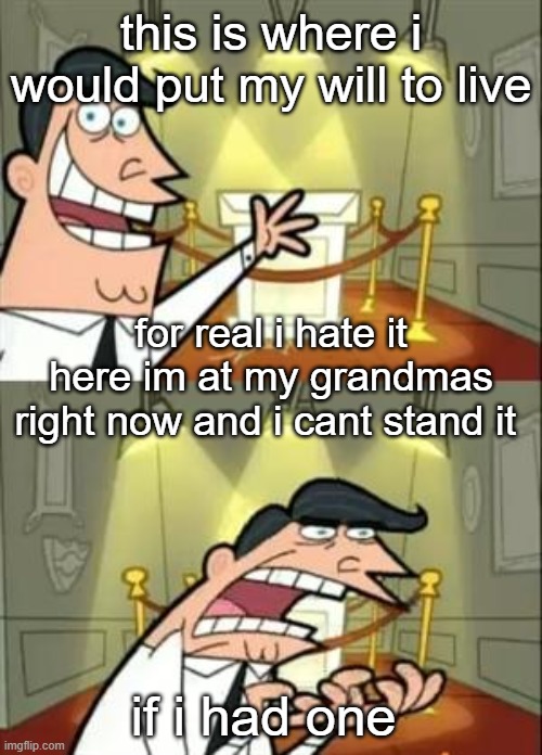 i hate it here | this is where i would put my will to live; for real i hate it here im at my grandmas right now and i cant stand it; if i had one | image tagged in memes,this is where i'd put my trophy if i had one | made w/ Imgflip meme maker