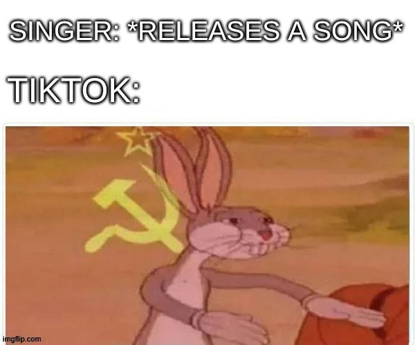 I hate Tik Tok | SINGER: *RELEASES A SONG*; TIKTOK: | image tagged in communist bugs bunny | made w/ Imgflip meme maker