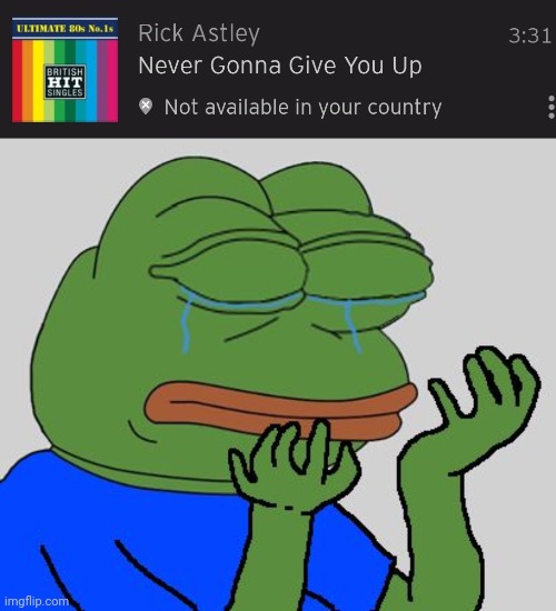 Shet | image tagged in pepe cry,funny memes,never gonna give you up | made w/ Imgflip meme maker