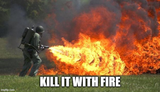 flamethrower | KILL IT WITH FIRE | image tagged in flamethrower | made w/ Imgflip meme maker