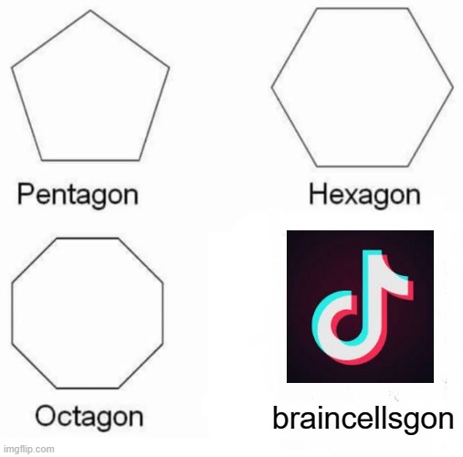 tik tok sucks | braincellsgon | image tagged in memes,pentagon hexagon octagon | made w/ Imgflip meme maker