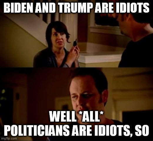 What politician ISN'T an idiot? | BIDEN AND TRUMP ARE IDIOTS; WELL *ALL* POLITICIANS ARE IDIOTS, SO | image tagged in wife phone guy so,politicians,politics,government,idiot,idiots | made w/ Imgflip meme maker