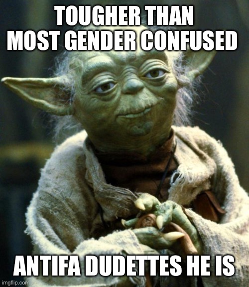 Star Wars Yoda Meme | TOUGHER THAN MOST GENDER CONFUSED ANTIFA DUDETTES HE IS | image tagged in memes,star wars yoda | made w/ Imgflip meme maker
