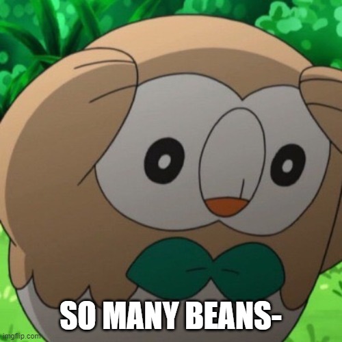 Rowlet Meme Template | SO MANY BEANS- | image tagged in rowlet meme template | made w/ Imgflip meme maker