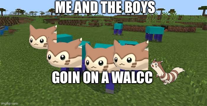 Walcc | ME AND THE BOYS; GOIN ON A WALCC | image tagged in me and the boys,furret,yes,all hail furret,walcc | made w/ Imgflip meme maker