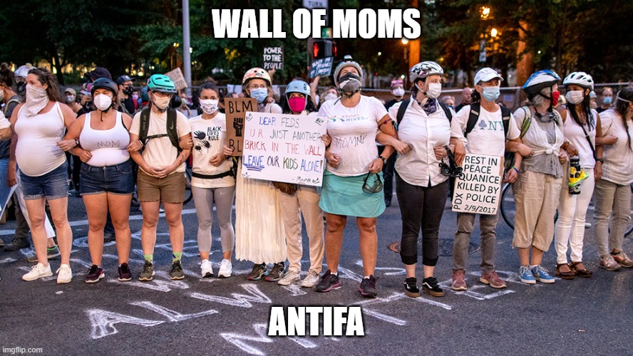 Wall of Moms Antifa | WALL OF MOMS; ANTIFA | image tagged in wall of moms,antifa | made w/ Imgflip meme maker