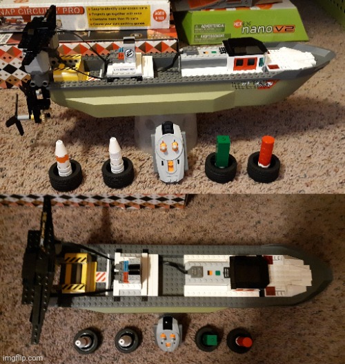 Actually functional boat, sorry about the quality and background | image tagged in lego | made w/ Imgflip meme maker