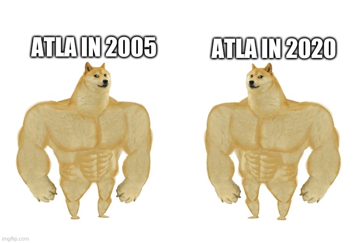 Strong Doge vs Stronge Doge | ATLA IN 2020; ATLA IN 2005 | image tagged in strong doge vs stronge doge | made w/ Imgflip meme maker