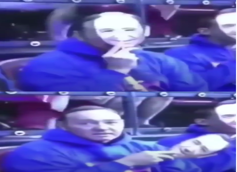 guy wears face mask of himself Blank Meme Template