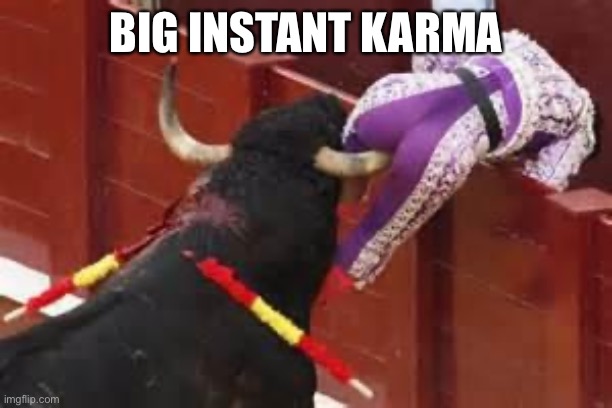Karma | BIG INSTANT KARMA | image tagged in karma | made w/ Imgflip meme maker