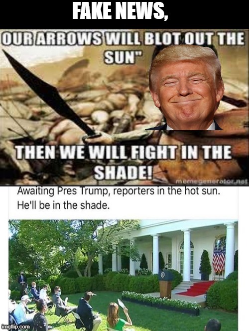 Then We Will Fight In The Shade! | image tagged in fake news,trump,stupid liberals | made w/ Imgflip meme maker