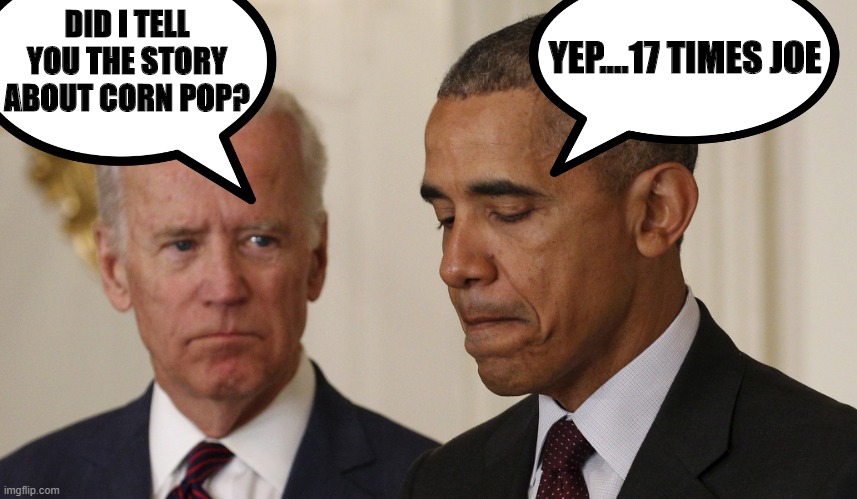 A mind is a terrible thing to waste | YEP....17 TIMES JOE; DID I TELL YOU THE STORY ABOUT CORN POP? | image tagged in joe biden,obama,brain freeze,alzheimer's,dementia | made w/ Imgflip meme maker