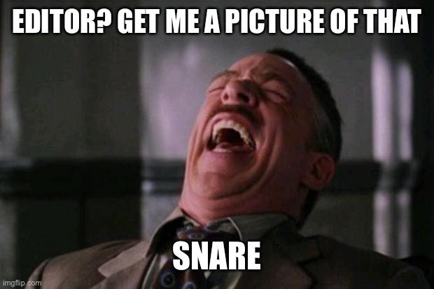 ha ha ha ha  | EDITOR? GET ME A PICTURE OF THAT SNARE | image tagged in ha ha ha ha | made w/ Imgflip meme maker