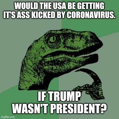 If only trump wasn't president | WOULD THE USA BE GETTING IT'S ASS KICKED BY CORONAVIRUS. IF TRUMP WASN'T PRESIDENT? | image tagged in trump,coronavirus,covid-19,covid19,trump supporters,conservatives | made w/ Imgflip meme maker