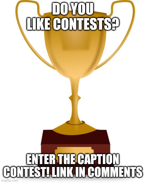 Blank Trophy | DO YOU LIKE CONTESTS? ENTER THE CAPTION CONTEST! LINK IN COMMENTS | image tagged in blank trophy | made w/ Imgflip meme maker