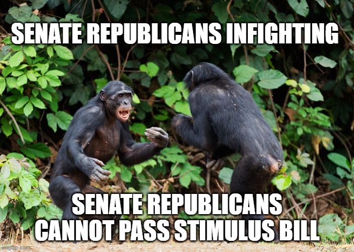 Americans are DYING while the Republicans are FIGHTING | SENATE REPUBLICANS INFIGHTING; SENATE REPUBLICANS CANNOT PASS STIMULUS BILL | image tagged in coronavirus,covid-19,pandemic,senate,senators,donald trump is an idiot | made w/ Imgflip meme maker