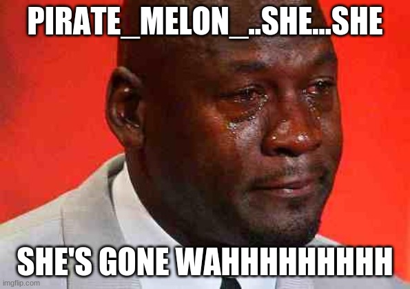 WE'RE ALL GONNA DIEE | PIRATE_MELON_..SHE...SHE; SHE'S GONE WAHHHHHHHHH | image tagged in crying michael jordan | made w/ Imgflip meme maker