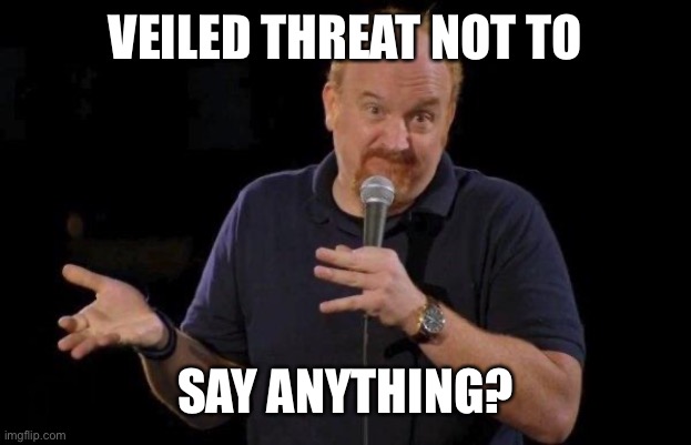 Louis ck but maybe | VEILED THREAT NOT TO SAY ANYTHING? | image tagged in louis ck but maybe | made w/ Imgflip meme maker