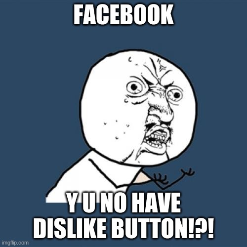 Y U No Meme | FACEBOOK; Y U NO HAVE DISLIKE BUTTON!?! | image tagged in memes,y u no | made w/ Imgflip meme maker