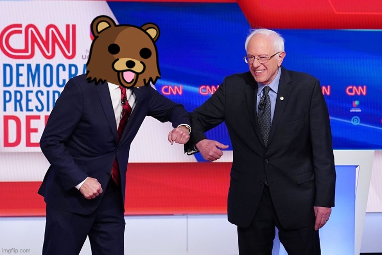 Pedobear and Bernie | image tagged in bernie bros,memes,creepy joe biden,democrats,bernie sanders,social distancing | made w/ Imgflip meme maker