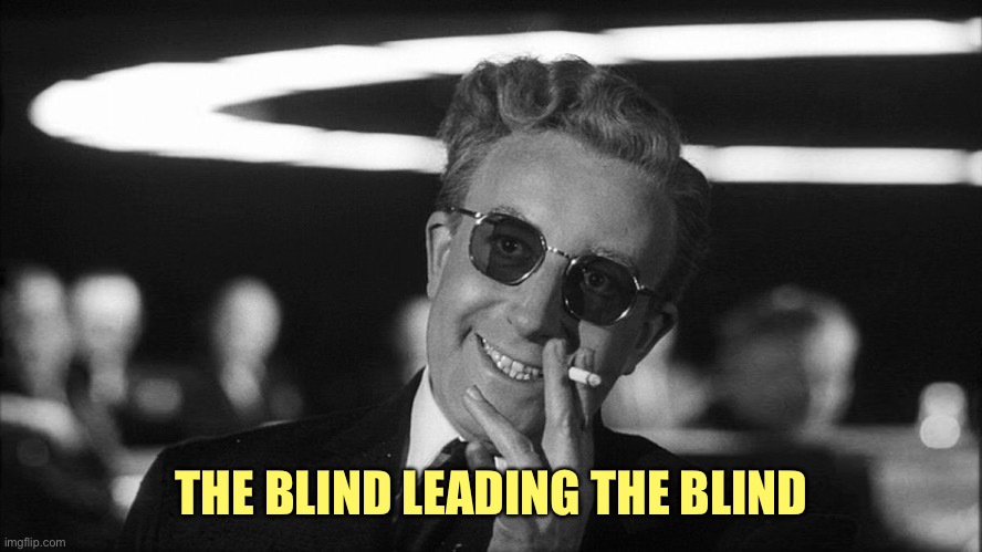 Doctor Strangelove says... | THE BLIND LEADING THE BLIND | image tagged in doctor strangelove says | made w/ Imgflip meme maker