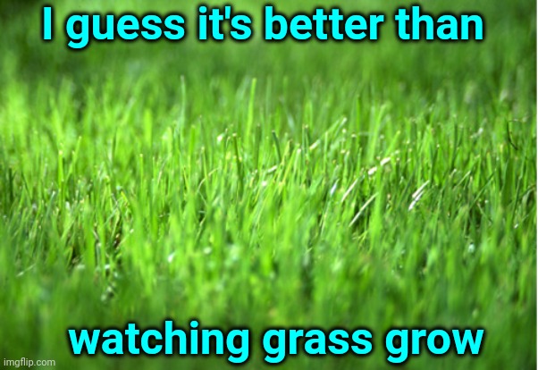 grass is greener | I guess it's better than watching grass grow | image tagged in grass is greener | made w/ Imgflip meme maker