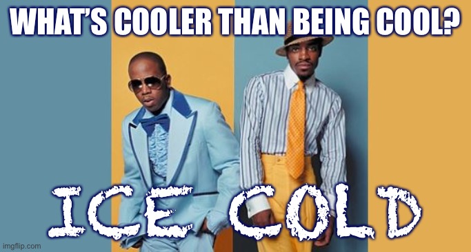 I can’t hear ya... I say... | WHAT’S COOLER THAN BEING COOL? ICE COLD | image tagged in outkast,ice cube,ice,cold,freezing cold,booty | made w/ Imgflip meme maker