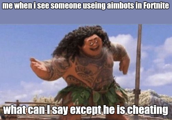 What Can I Say Except X? | me when i see someone useing aimbots in Fortnite; what can I say except he is cheating | image tagged in what can i say except x | made w/ Imgflip meme maker