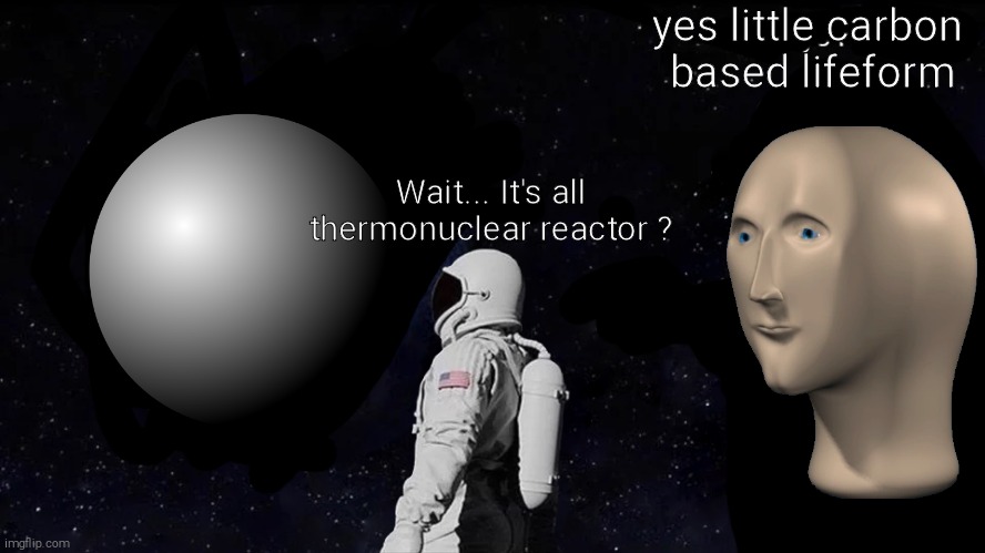 I watched Timotainment | yes little carbon 
based lifeform; Wait... It's all thermonuclear reactor ? | image tagged in wait its all | made w/ Imgflip meme maker