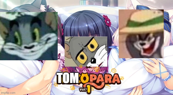 tomopara | TOM | image tagged in memes,funny,nekopara,tom and jerry,confused tom,tom sneaking into a room | made w/ Imgflip meme maker