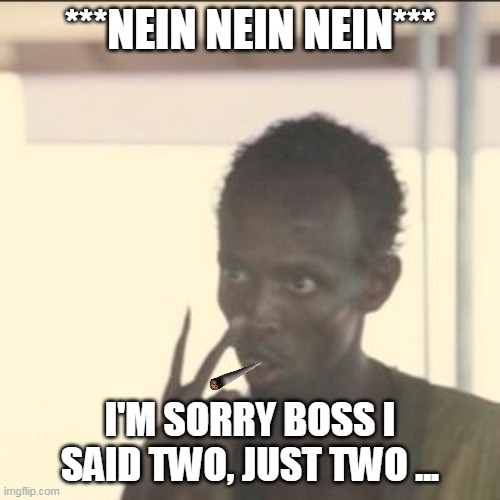 german guy | ***NEIN NEIN NEIN***; I'M SORRY BOSS I SAID TWO, JUST TWO ... | image tagged in memes,look at me | made w/ Imgflip meme maker
