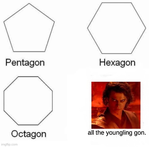 Pentagon Hexagon Octagon | all the youngling gon. | image tagged in memes,pentagon hexagon octagon | made w/ Imgflip meme maker