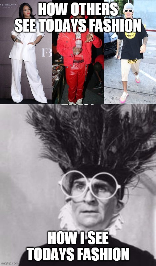 todays fashion | HOW OTHERS SEE TODAYS FASHION; HOW I SEE TODAYS FASHION | image tagged in memes,funny,fashion,louis de funes | made w/ Imgflip meme maker