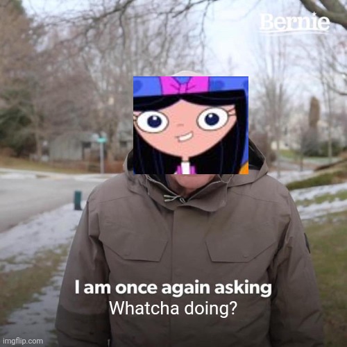 Bernie I Am Once Again Asking For Your Support | Whatcha doing? | image tagged in memes,bernie i am once again asking for your support,phineas and ferb | made w/ Imgflip meme maker