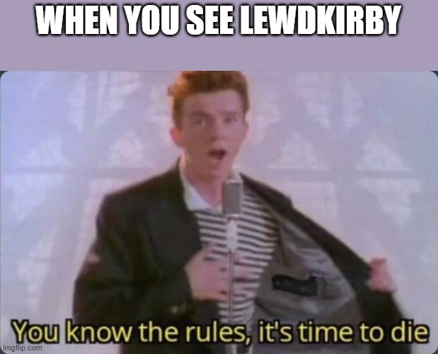 You know the rules, it's time to die | WHEN YOU SEE LEWDKIRBY | image tagged in you know the rules it's time to die | made w/ Imgflip meme maker