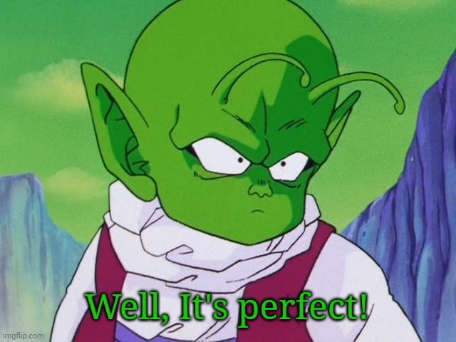 Quoter Dende (DBZ) | Well, It's perfect! | image tagged in quoter dende dbz | made w/ Imgflip meme maker