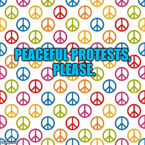 Peaceful Protests Please | PEACEFUL PROTESTS, 
PLEASE. | image tagged in politics | made w/ Imgflip meme maker