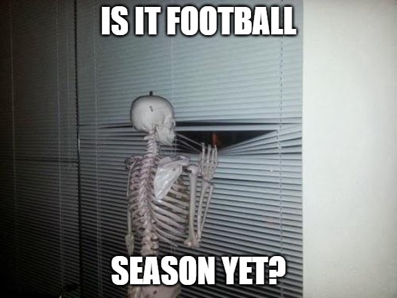 Waiting and waiting |  IS IT FOOTBALL; SEASON YET? | image tagged in memes,sports,football,fun,funny,funny memes | made w/ Imgflip meme maker