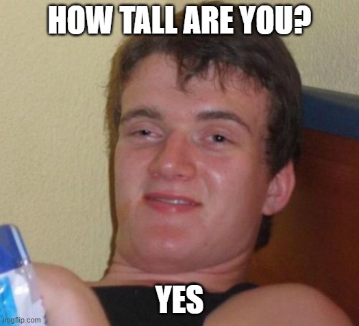 10 Guy | HOW TALL ARE YOU? YES | image tagged in memes,10 guy | made w/ Imgflip meme maker
