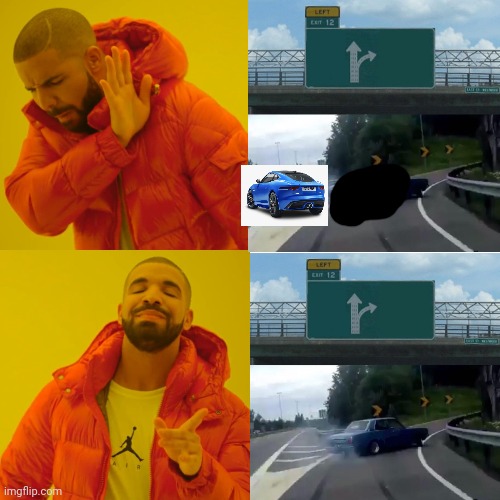 Crossover 100 | image tagged in drake hotline bling,left exit 12 off ramp,fun,crossover | made w/ Imgflip meme maker
