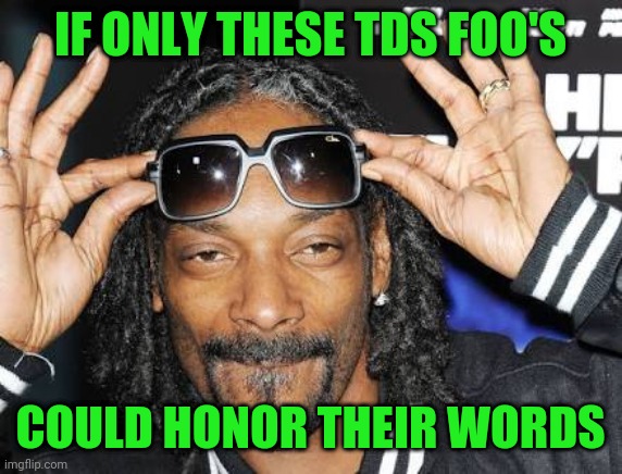 Snoop dogg likes | IF ONLY THESE TDS FOO'S COULD HONOR THEIR WORDS | image tagged in snoop dogg likes | made w/ Imgflip meme maker