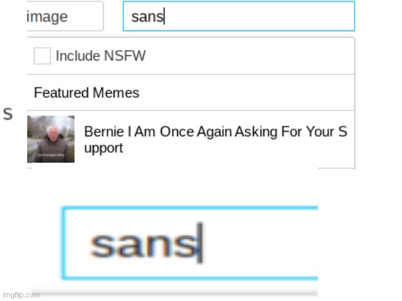 BERNIE IS SANS CONFIRMED!!! | image tagged in memes | made w/ Imgflip meme maker