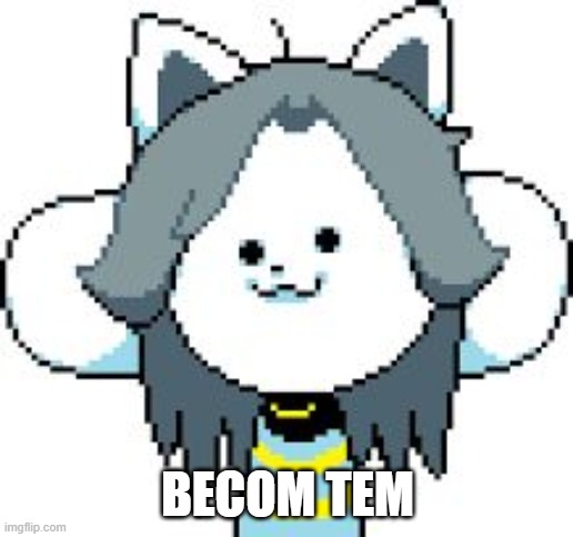 TEMMIE | BECOM TEM | image tagged in temmie | made w/ Imgflip meme maker