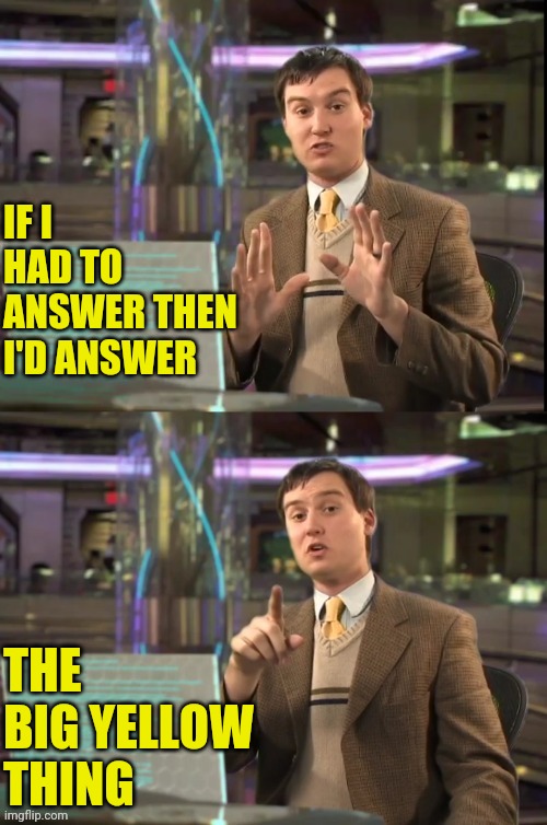 IF I HAD TO ANSWER THEN I'D ANSWER THE BIG YELLOW THING | made w/ Imgflip meme maker