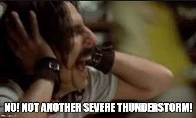 screaming Alice Cooper severe thunderstorm | NO! NOT ANOTHER SEVERE THUNDERSTORM! | image tagged in screaming alice cooper,severe thunderstorm | made w/ Imgflip meme maker
